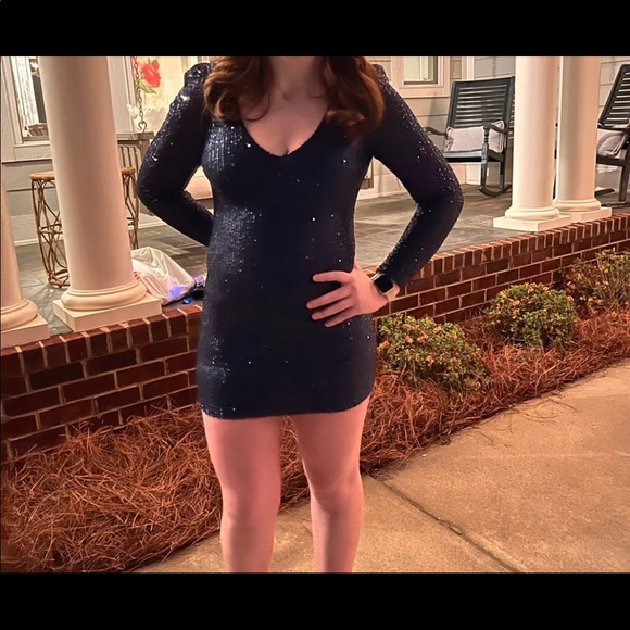 B.Darlin Sequin Long sleeve dress - Picture 3 of 3